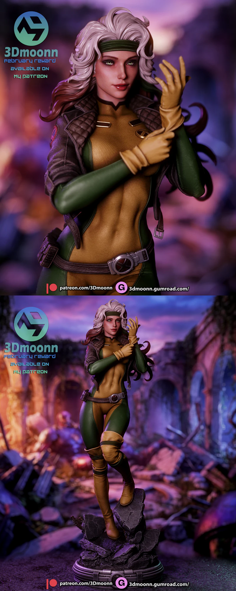Rogue X Men 3D Printable STL Figure STL model for 3D printing