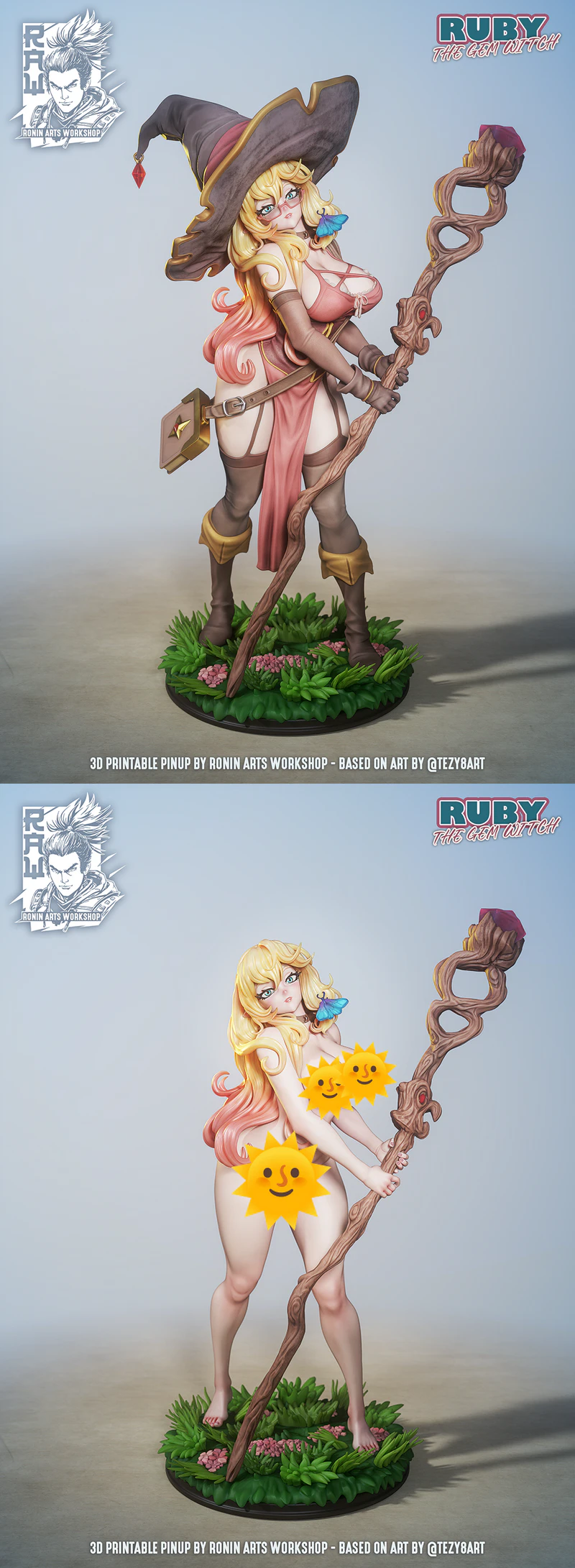 Ruby Gem Witch STL 3D Printable Miniature STL model for 3D printing