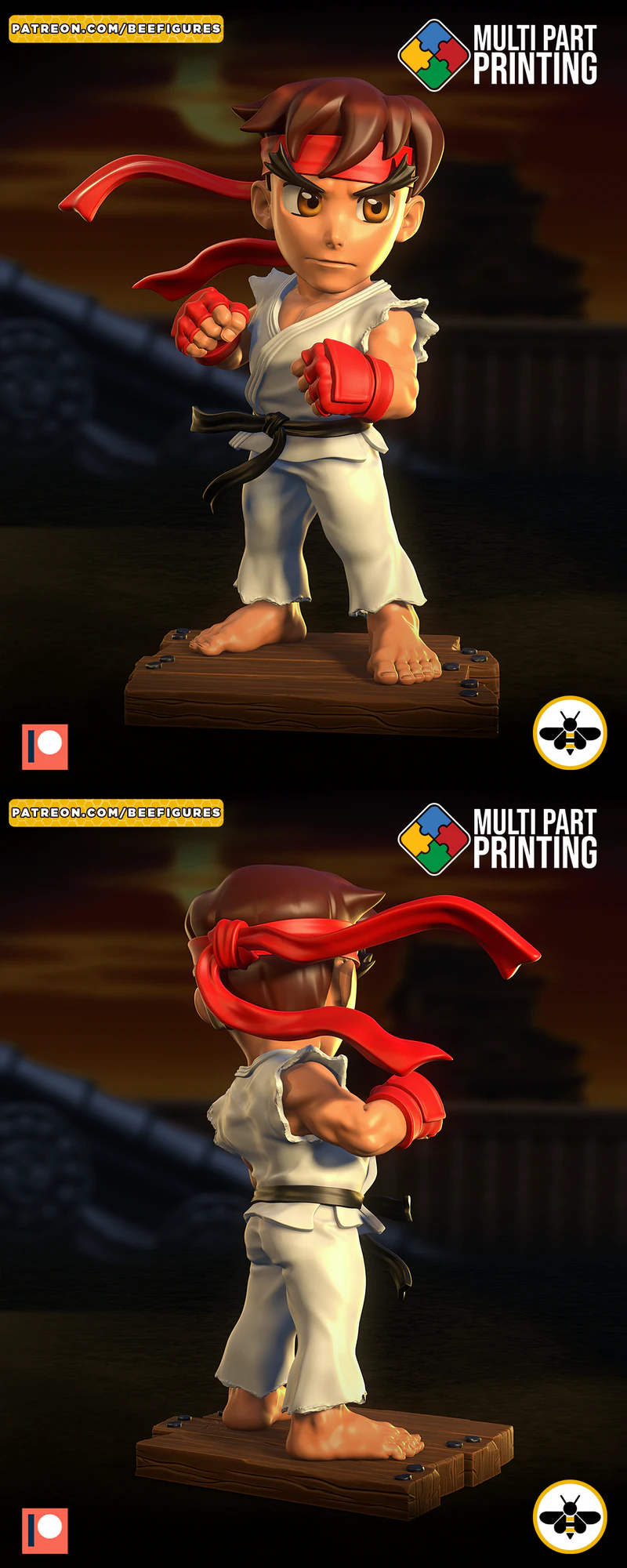 Ryu Street Fighter Pocket Miniature STL File STL model for 3D printing