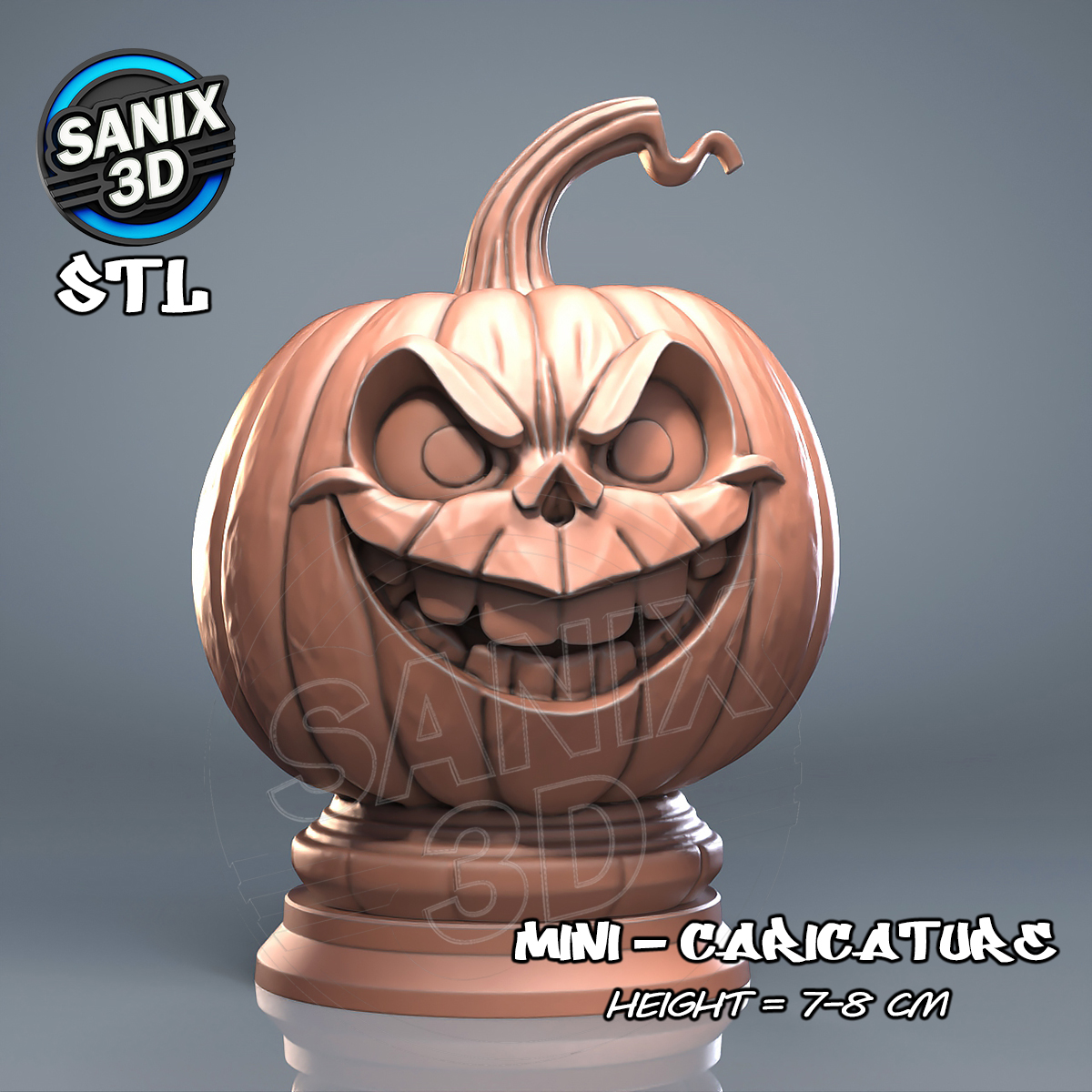 Pumpkin Bust 3D Printable STL Model for Halloween Decor STL model for 3D printing
