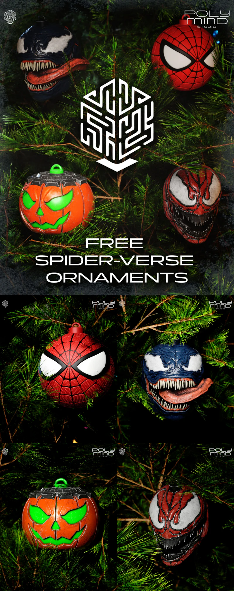 Spider-Verse Ornaments STL File for 3D Printer STL model for 3D printing