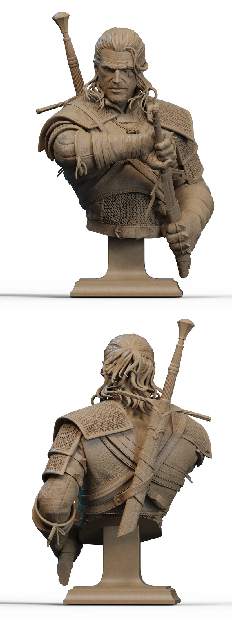 Geralt of Rivia Character Bust STL File STL model for 3D printing