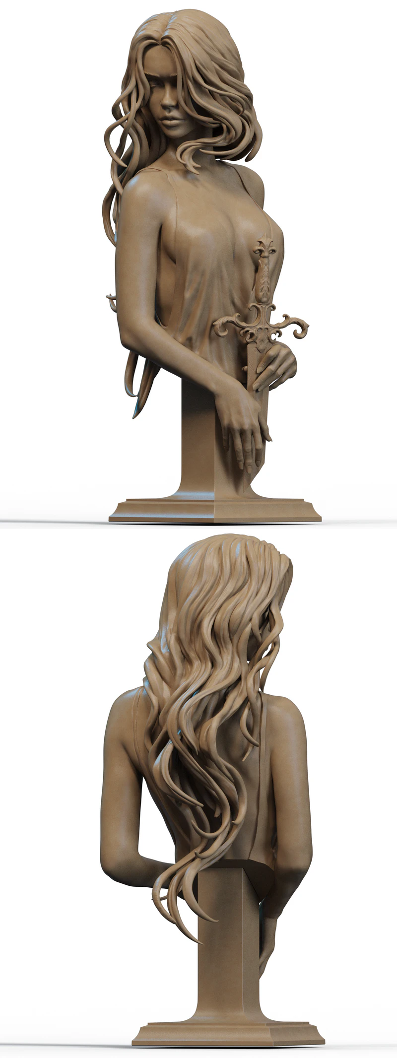 Lady of the Lake Bust 3D Printable STL File STL model for 3D printing