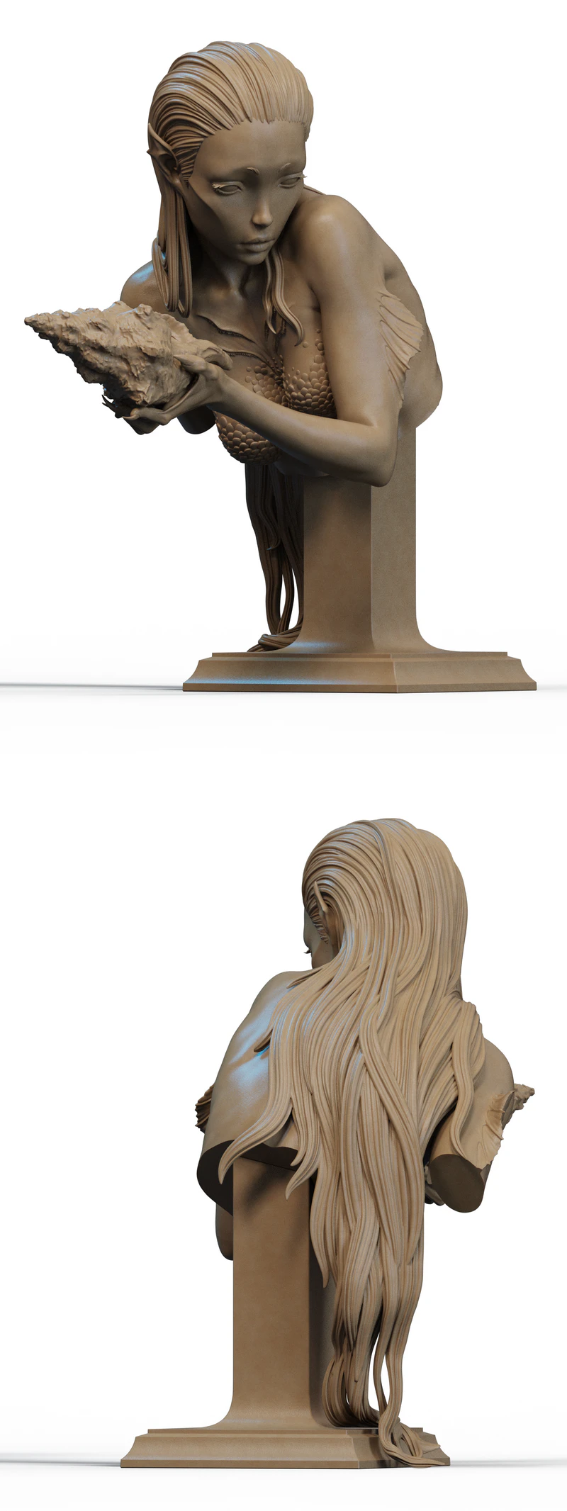 Mermaid Fantasy Bust STL File for 3D Printing STL model for 3D printing