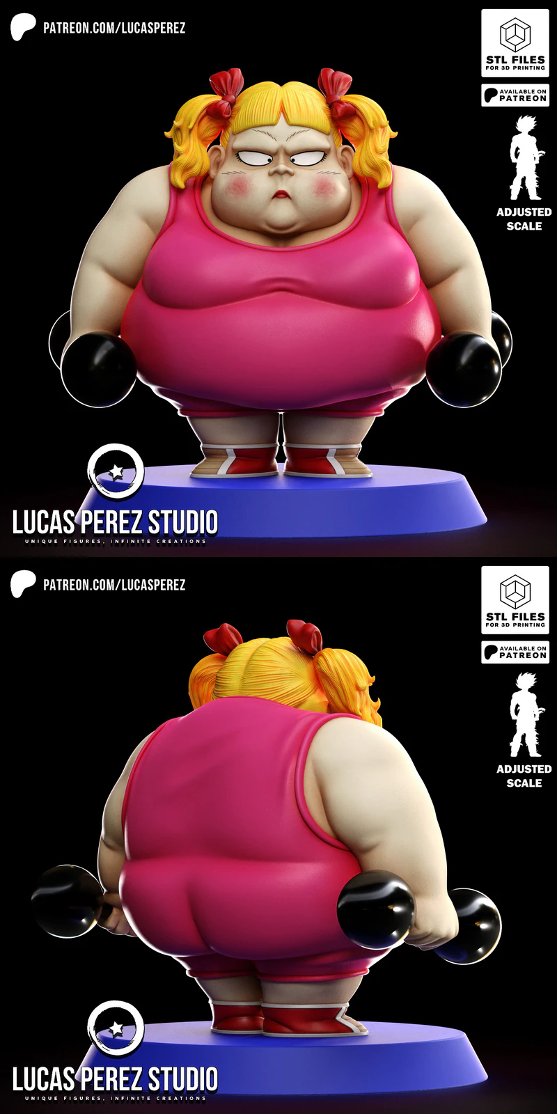 Strong Girl Chibi STL Figure for 3D Printer STL model for 3D printing
