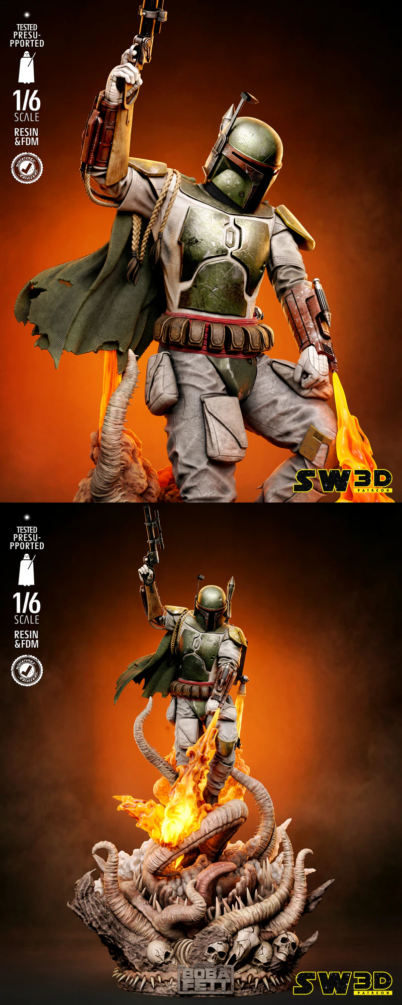 Boba Fett Sculpture STL model for 3D printing