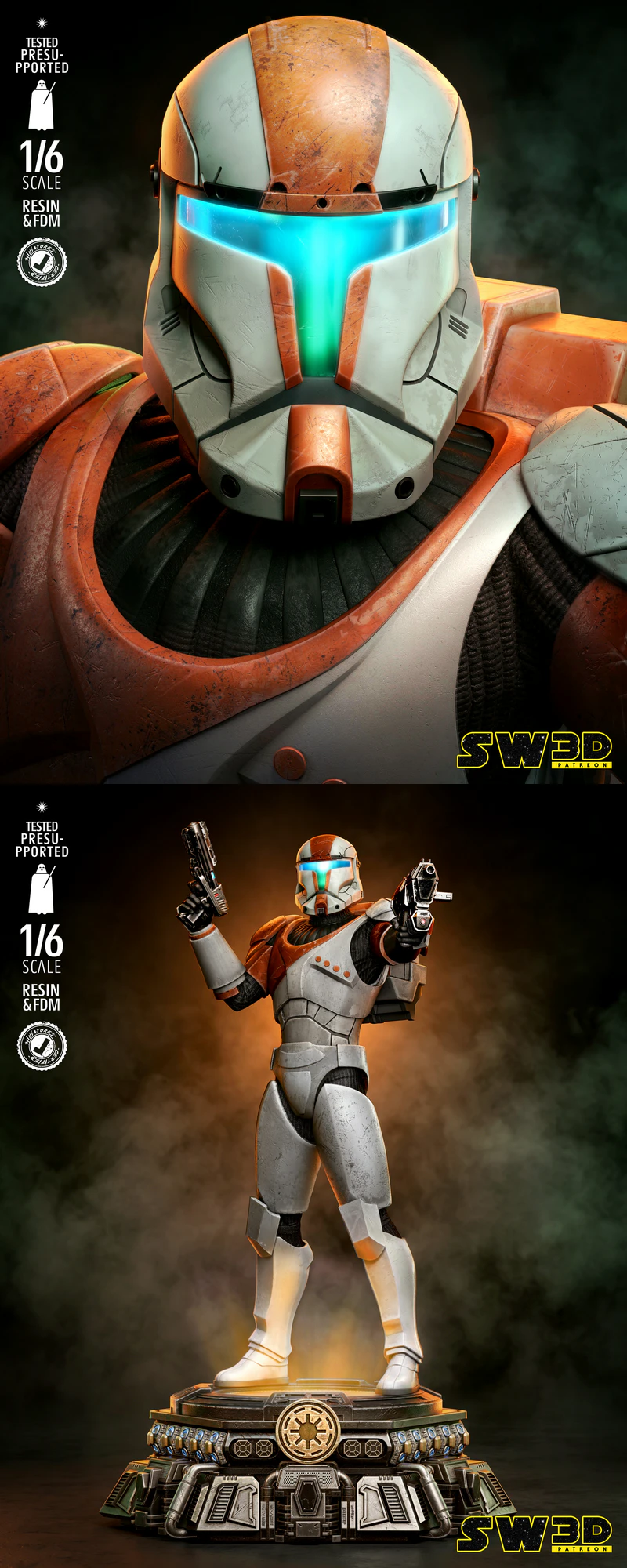 Clone Commando Boss Sculpture STL model for 3D printing