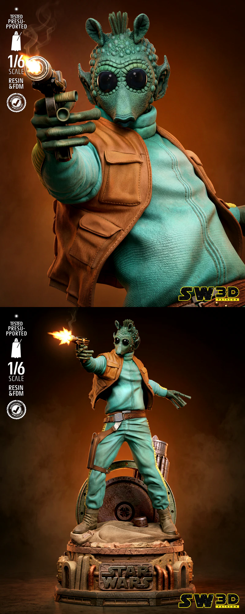 Greedo Sculpture STL model for 3D printing