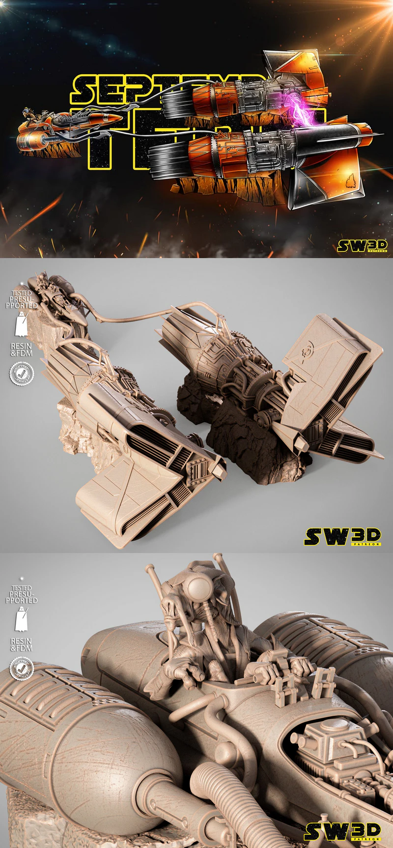 Sebulba Podracer 3D Printable STL Model for 3D Printer STL model for 3D printing