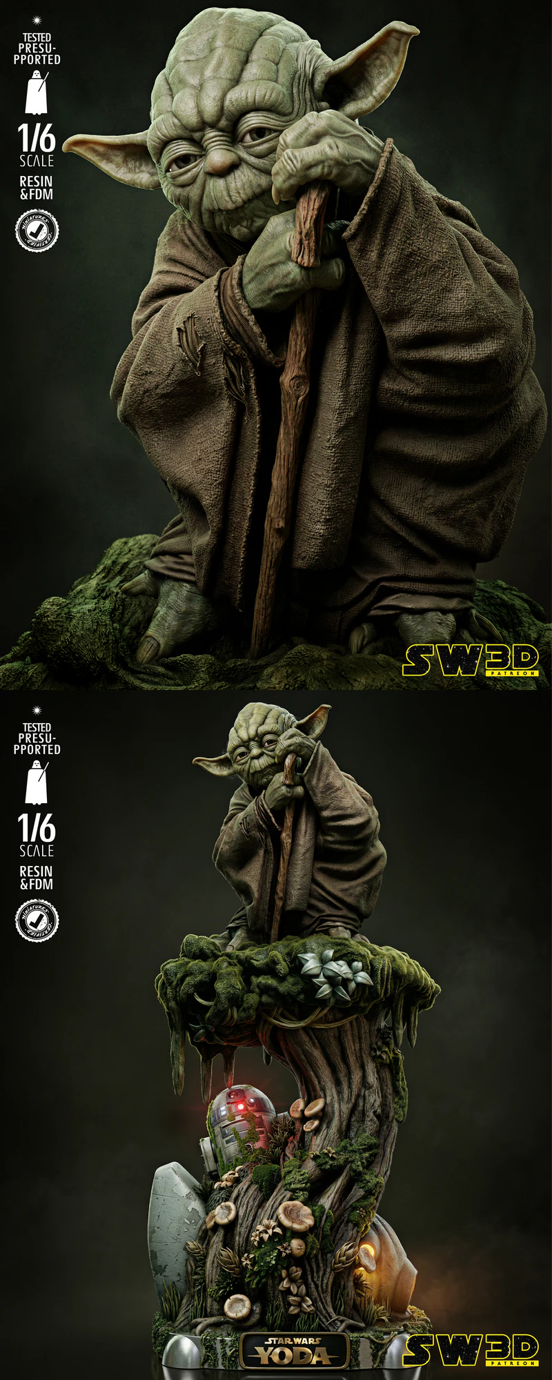 Yoda Sculpture STL File for 3D Printing STL model for 3D printing