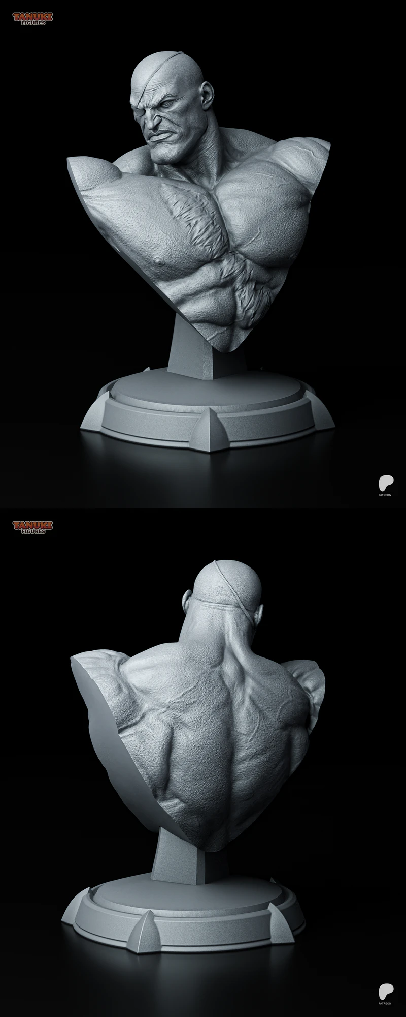 Sagat – Street Fighter Bust STL model for 3D printing