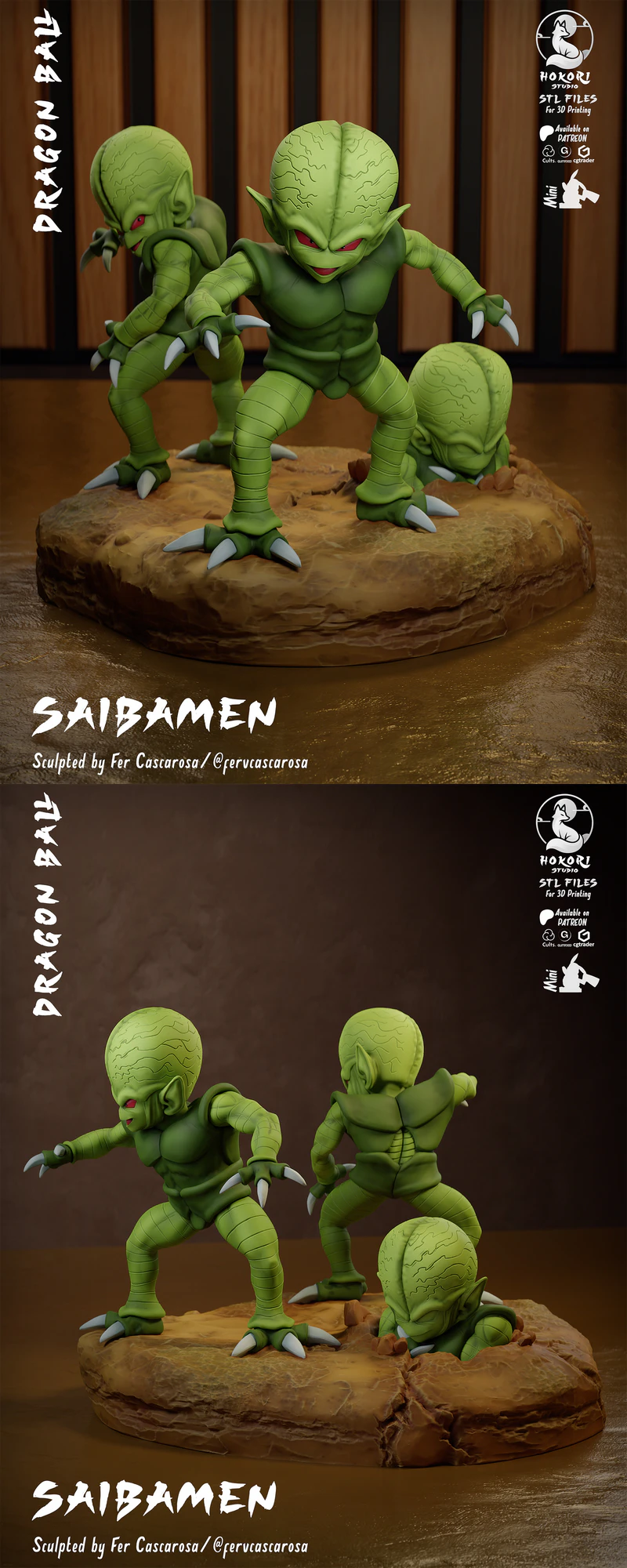 Saibamen Diorama – Dragon Ball Z STL model for 3D printing