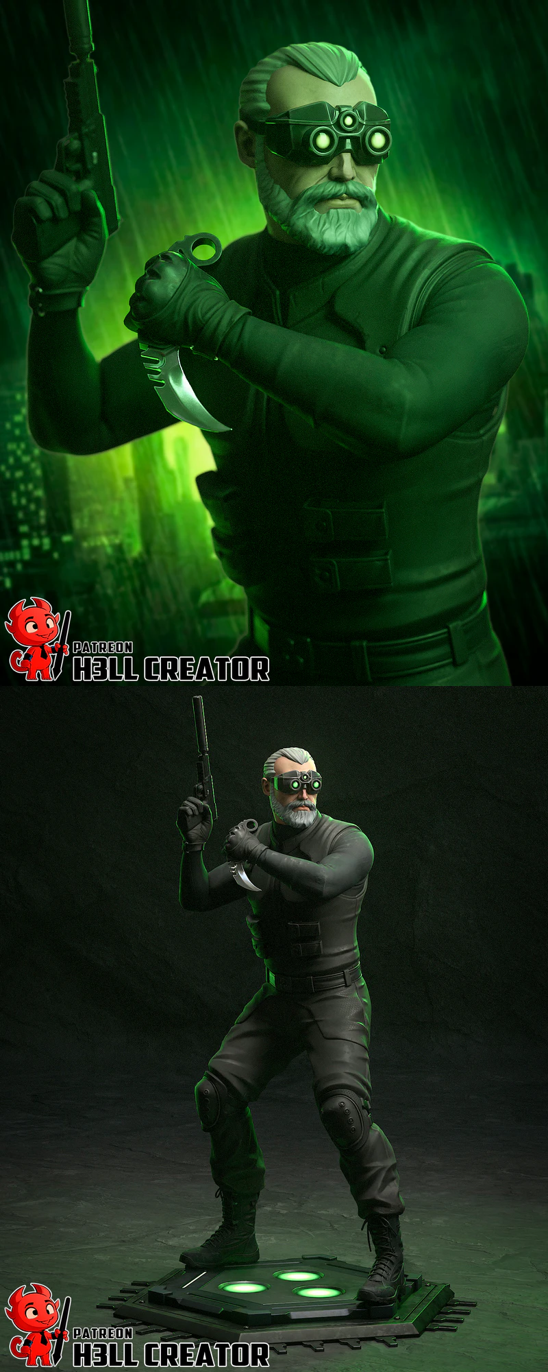 Sam Fisher Splinter Cell STL 3D Printable Figure STL model for 3D printing