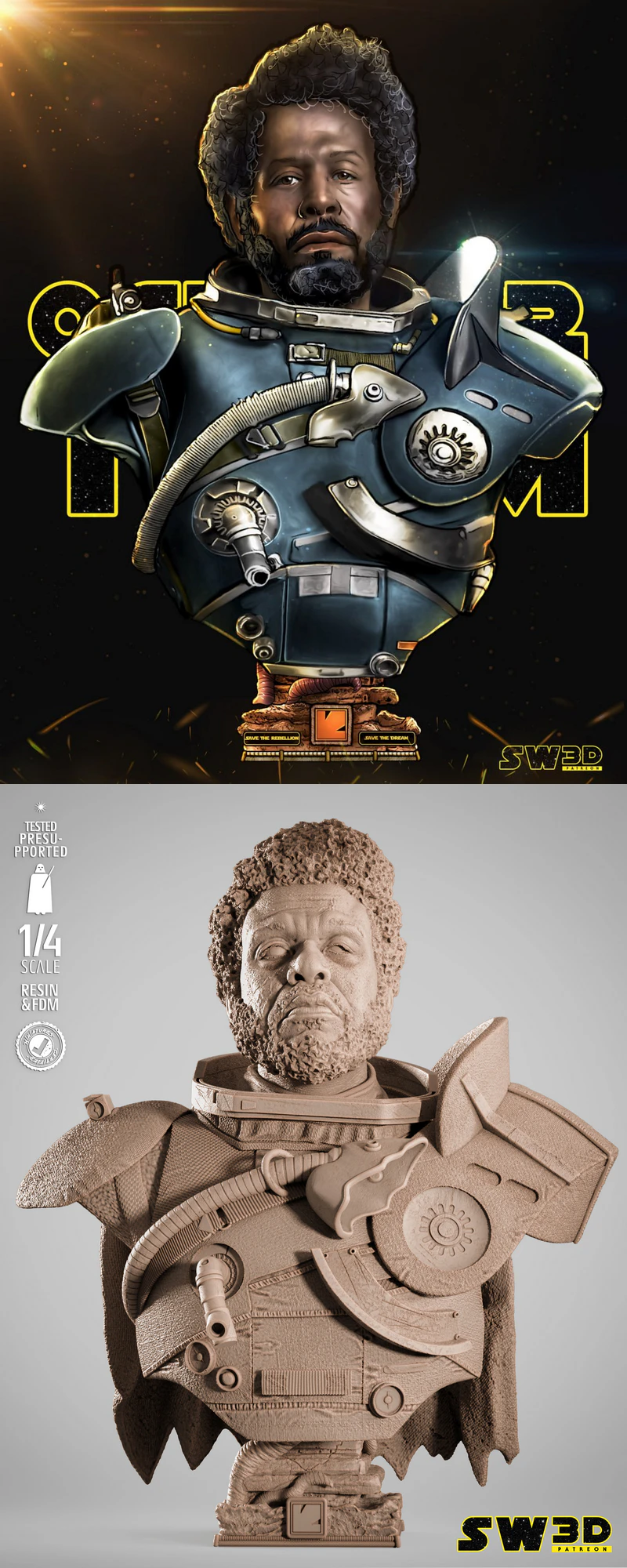 Saw Gerrera 3D Printable Bust STL File STL model for 3D printing