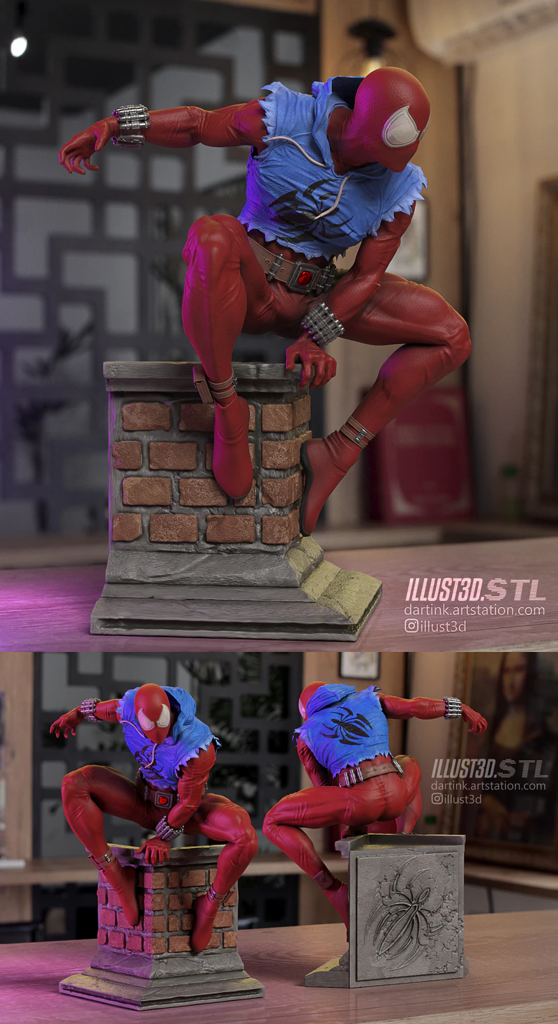 Scarlet Spider 3D Printable Miniature STL File STL model for 3D printing