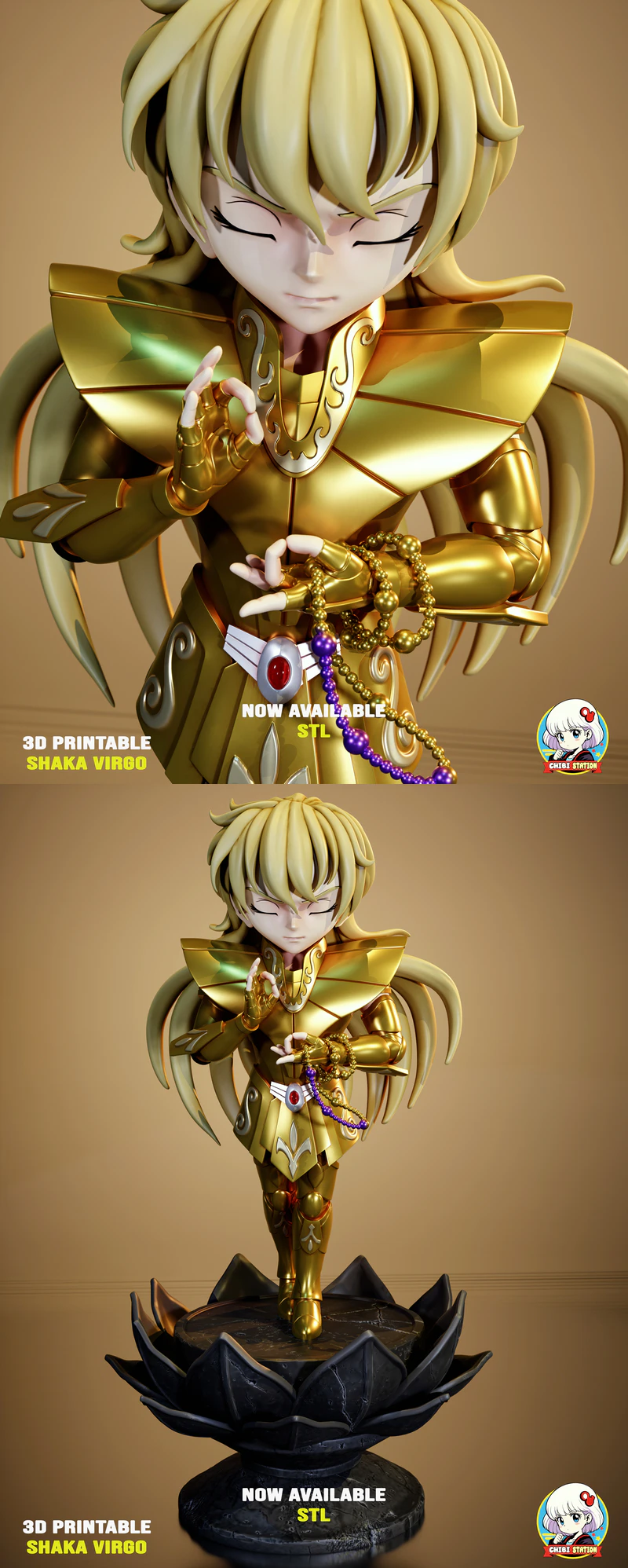 Shaka Virgo Chibi 3D Printable STL Figure STL model for 3D printing