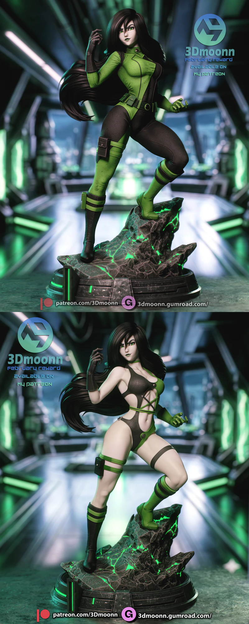 Shego – Kim Possible STL File for 3D Printing STL model for 3D printing