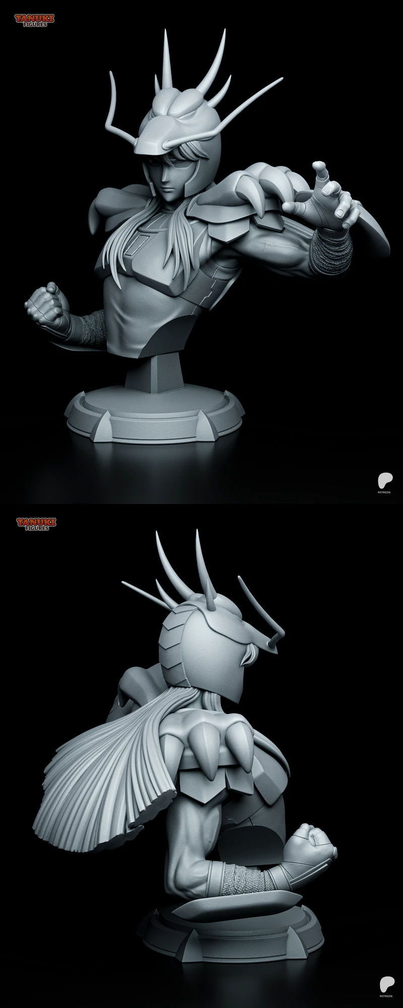 Shiryu Saint Seiya Bust STL File STL model for 3D printing