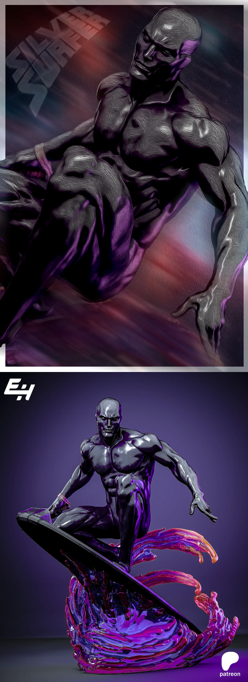 Silver Surfer STL model for 3D printing