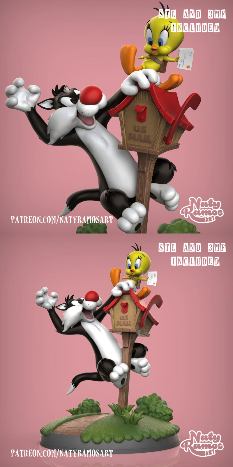 Silvestre y Piolin STL model for 3D printing