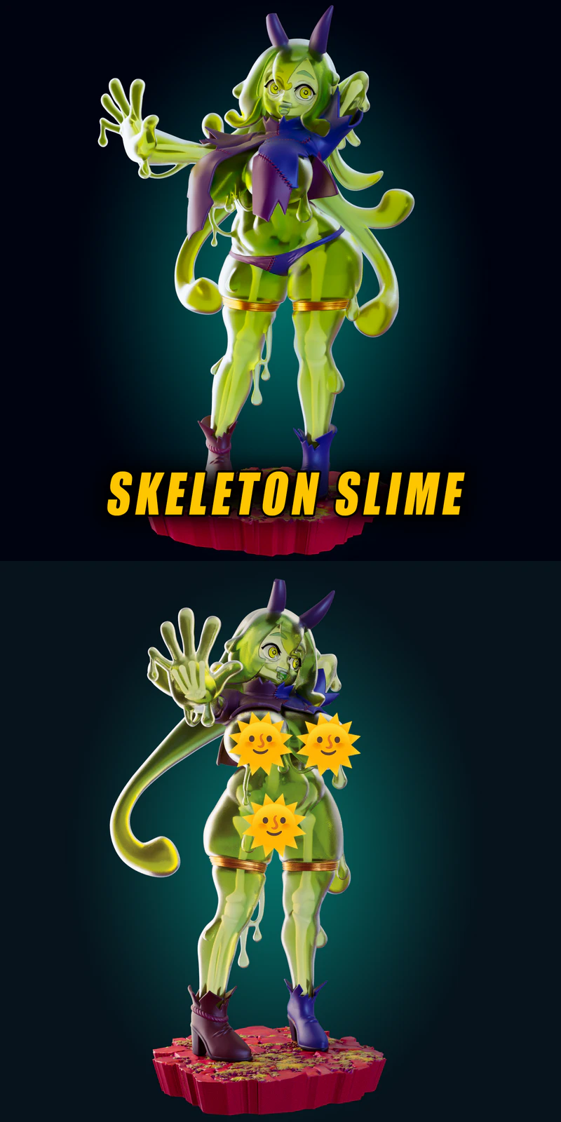 Skeleton Slime Girl Short and Stacked Miniature STL File for 3D Printer STL model for 3D printing