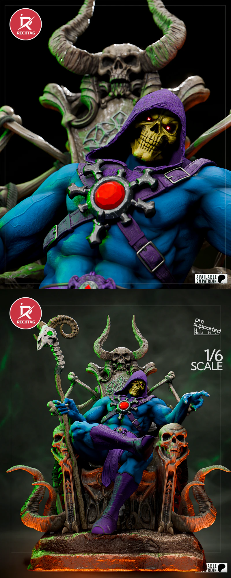 Skeletor on Throne STL model for 3D printing