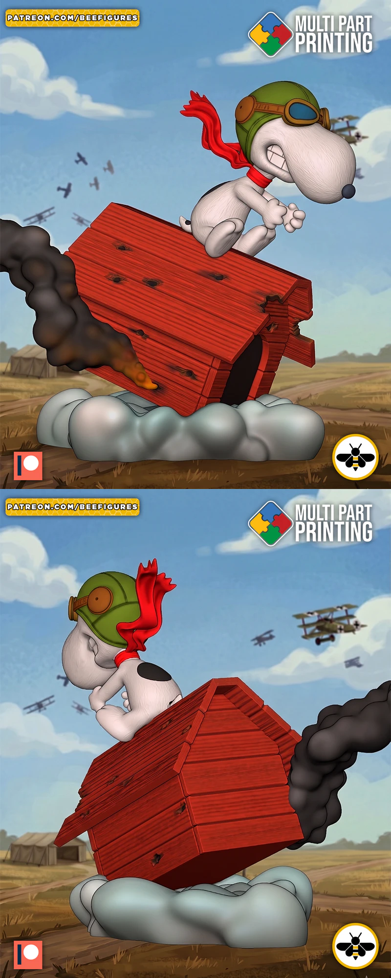 Snoopy Flying Ace STL model for 3D printing
