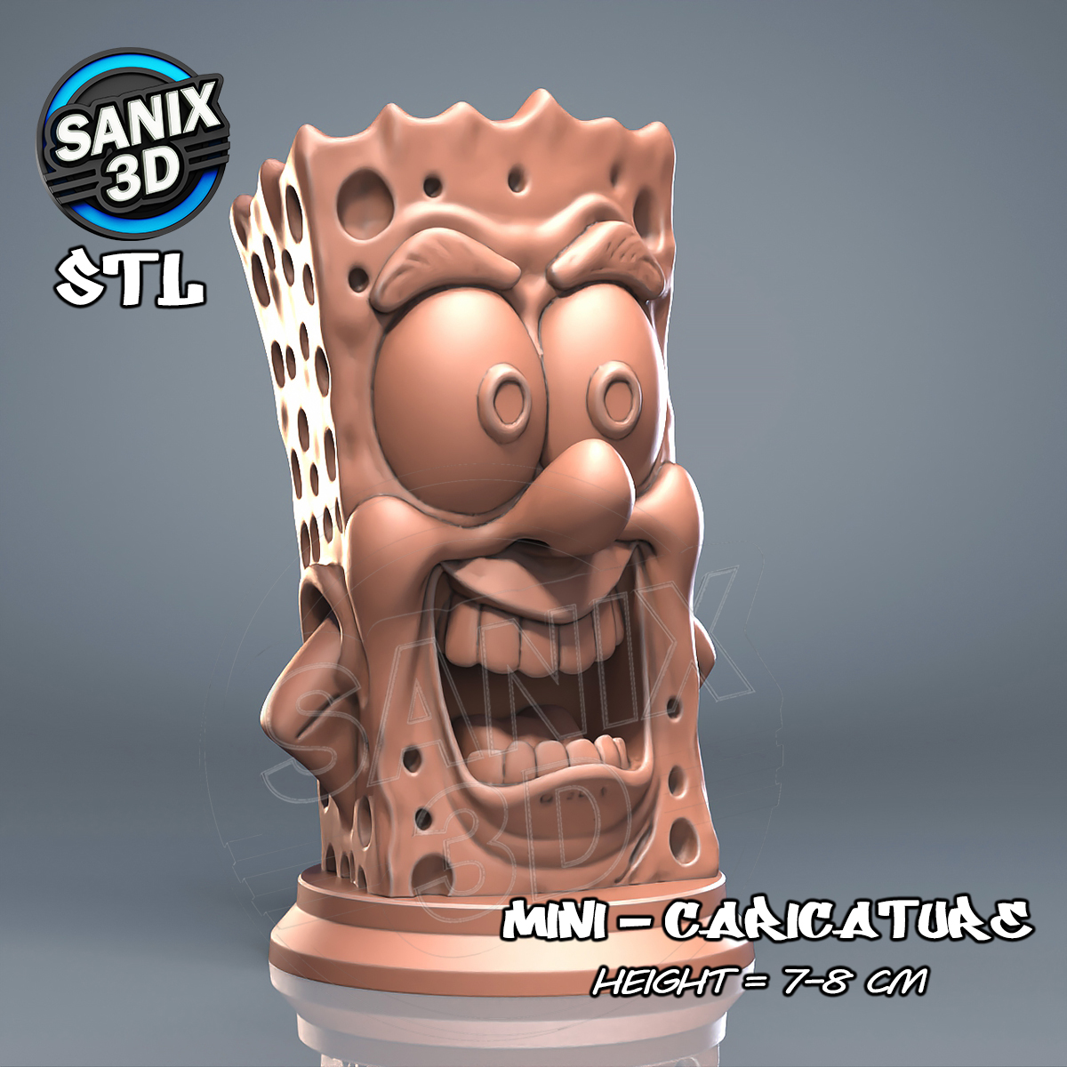 Sponge Bob Square Pants Bust 3D Printable STL File for Printing STL model for 3D printing