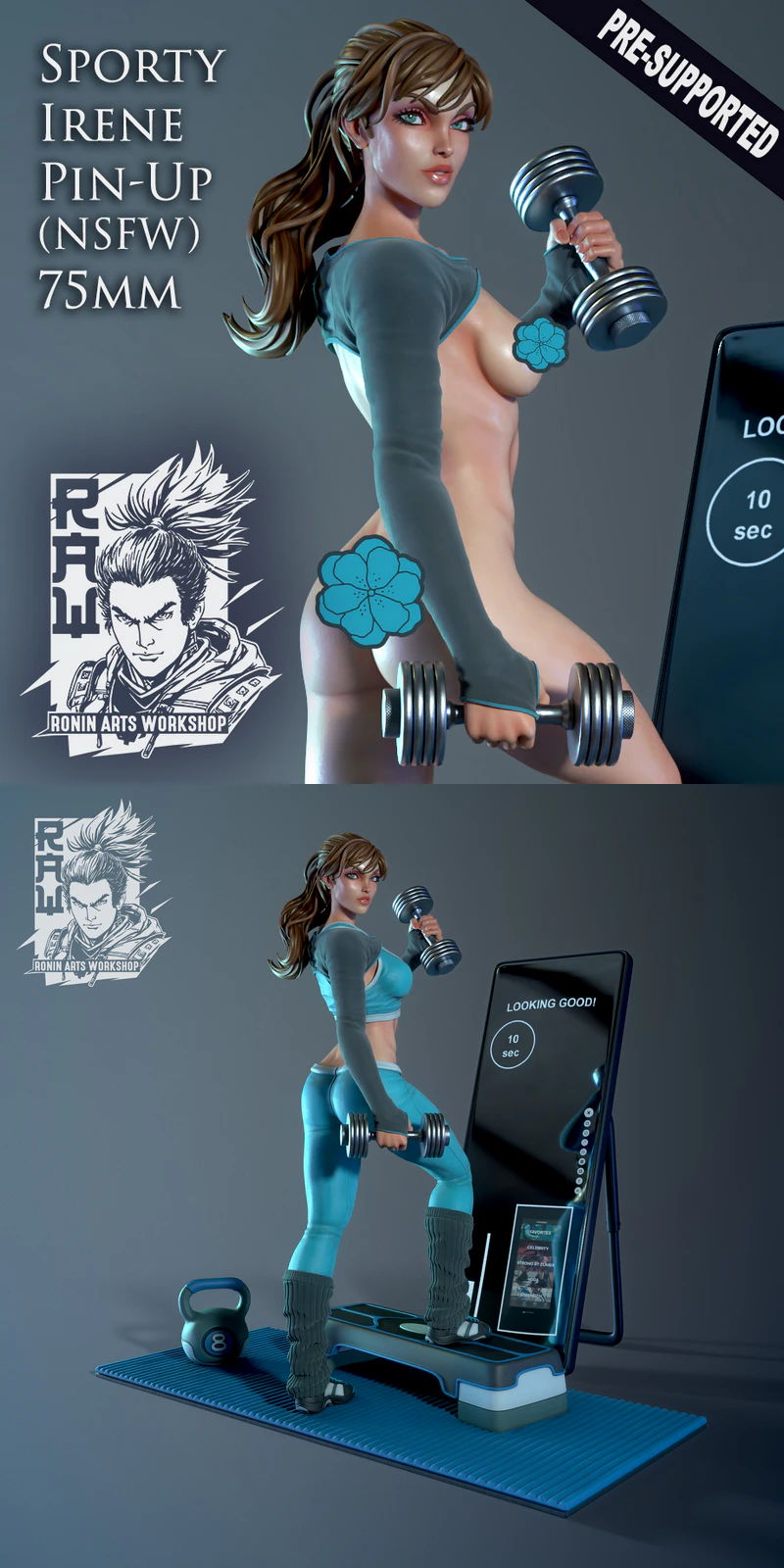 Sporty Irene Pin Up 3D Printable STL Figure STL model for 3D printing