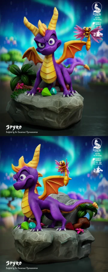 Spyro & Sparks STL model for 3D printing