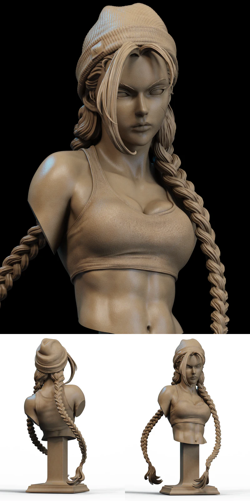 StreetWear Cammy Bust STL model for 3D printing