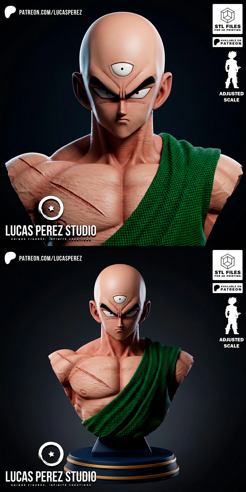 TEN SHIN HAN BUST – Dragon Ball Z STL model for 3D printing