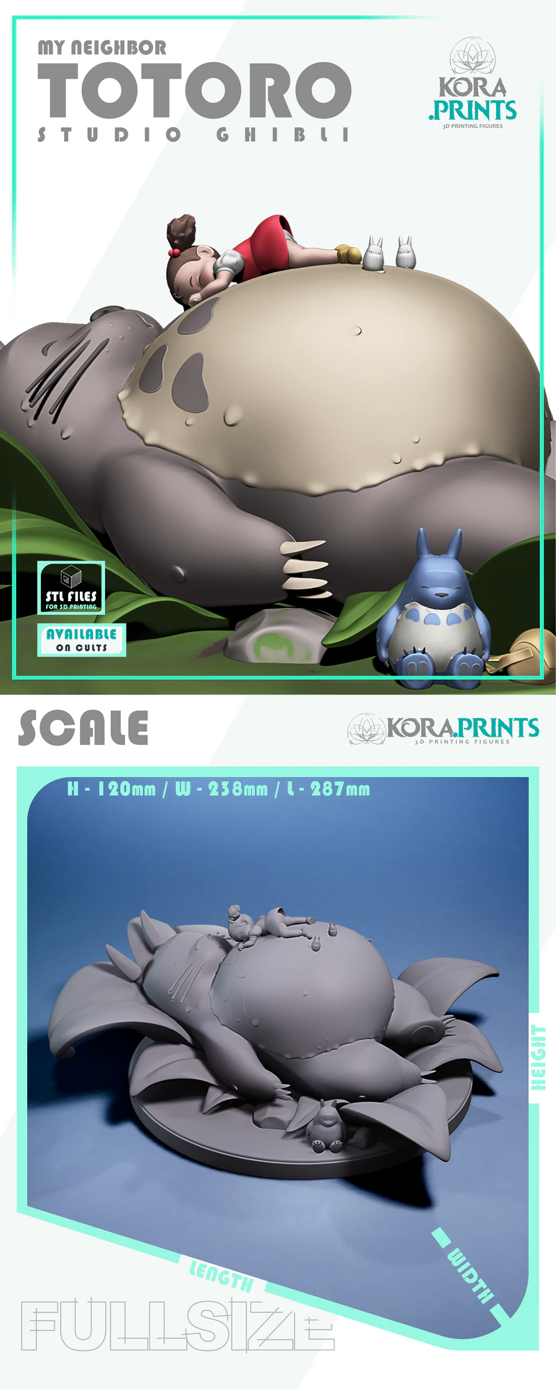 Totoro and Mei 3D Printable Miniature STL Model STL model for 3D printing