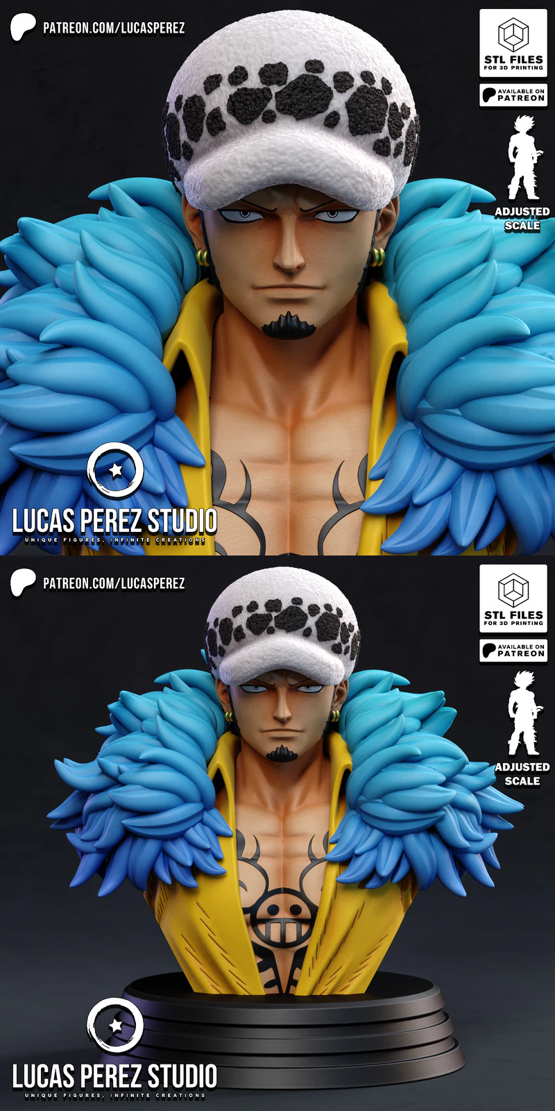 TRAFALGAR LAW BUST STL model for 3D printing