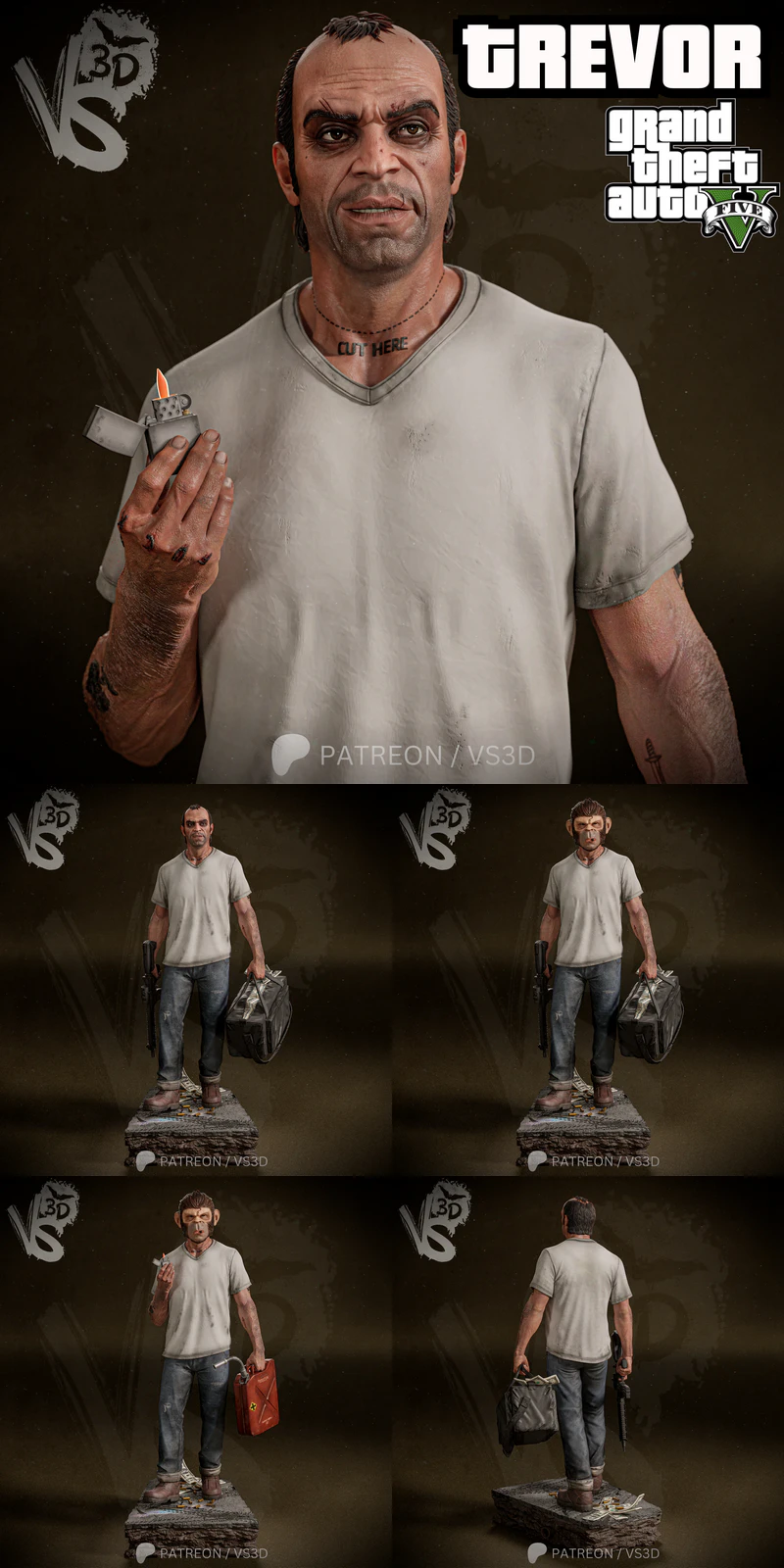 TREVOR GTA 5 3D Printable Model STL File STL model for 3D printing