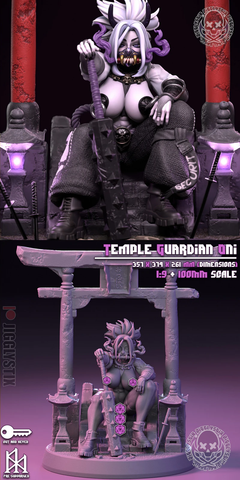 Oni Temple Guardian STL 3D Printable Miniature STL model for 3D printing