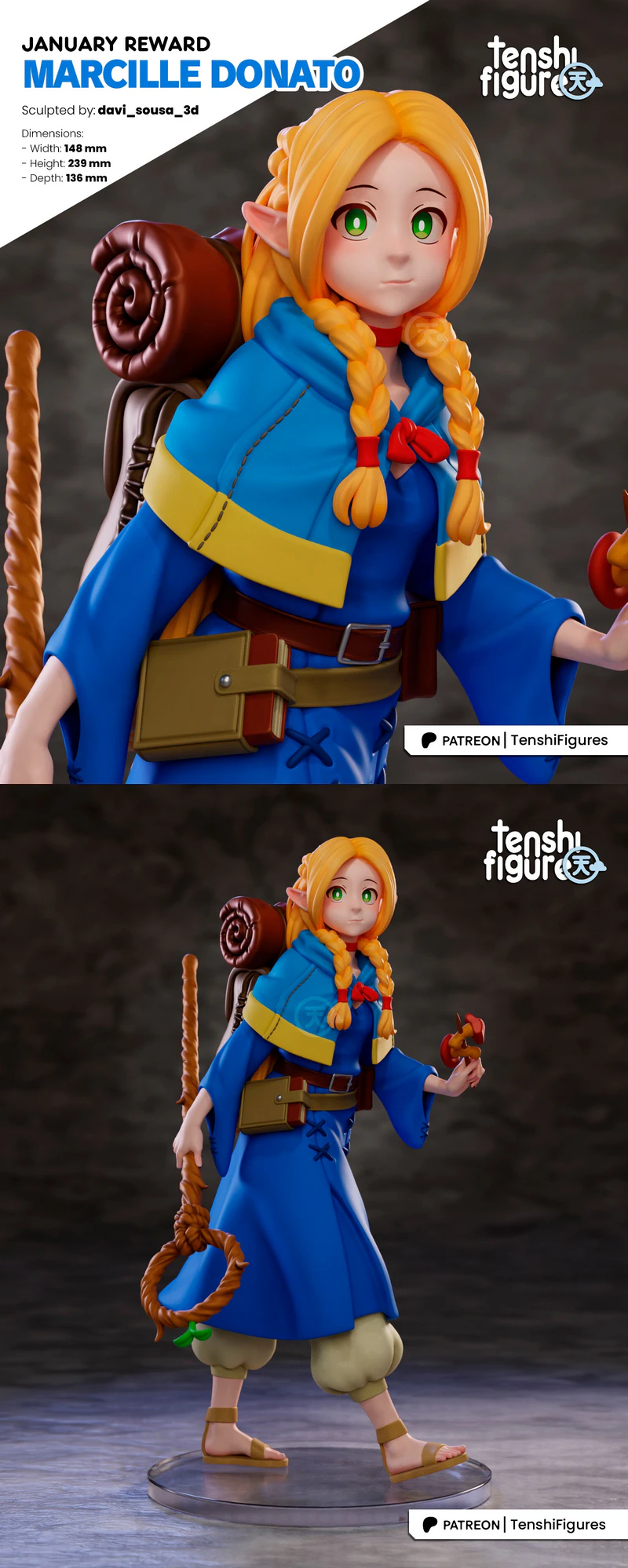 Dungeon Meshi – Marcille Donato STL File for 3D Printing STL model for 3D printing