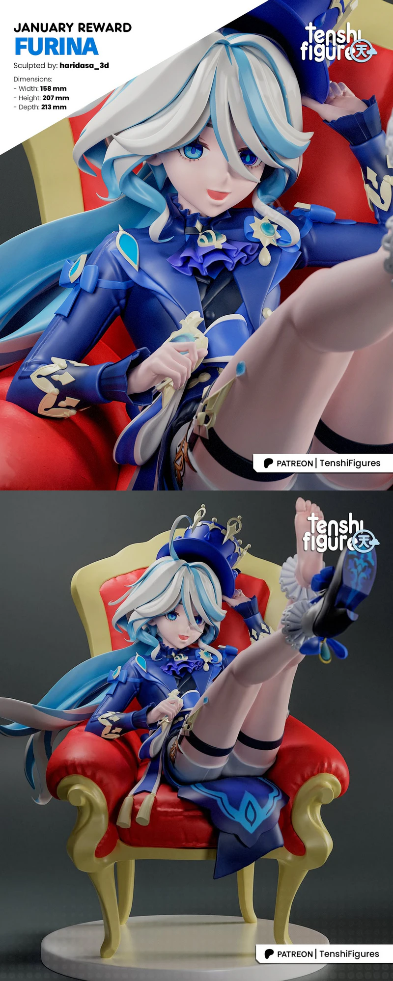 Genshin Impact Furina STL File for 3D Printing – Miniature Figure STL model for 3D printing