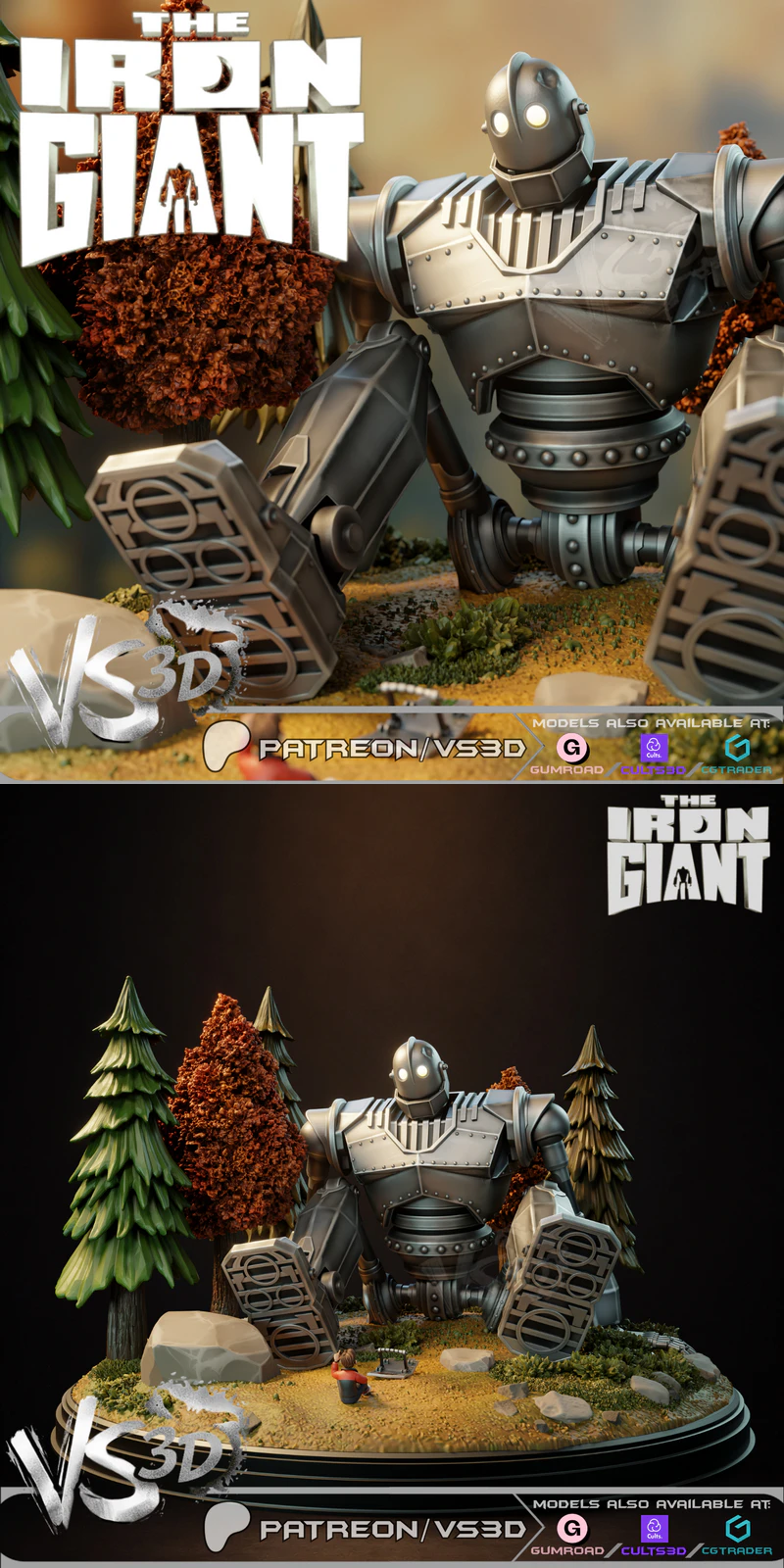 The Iron Giant Diorama STL model for 3D printing