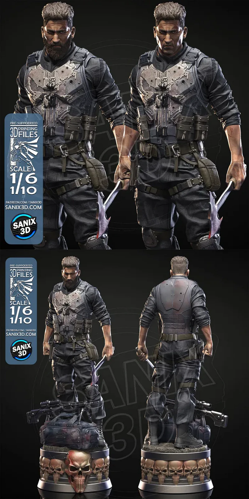 The Punisher 3D Printable Figure STL Model STL model for 3D printing