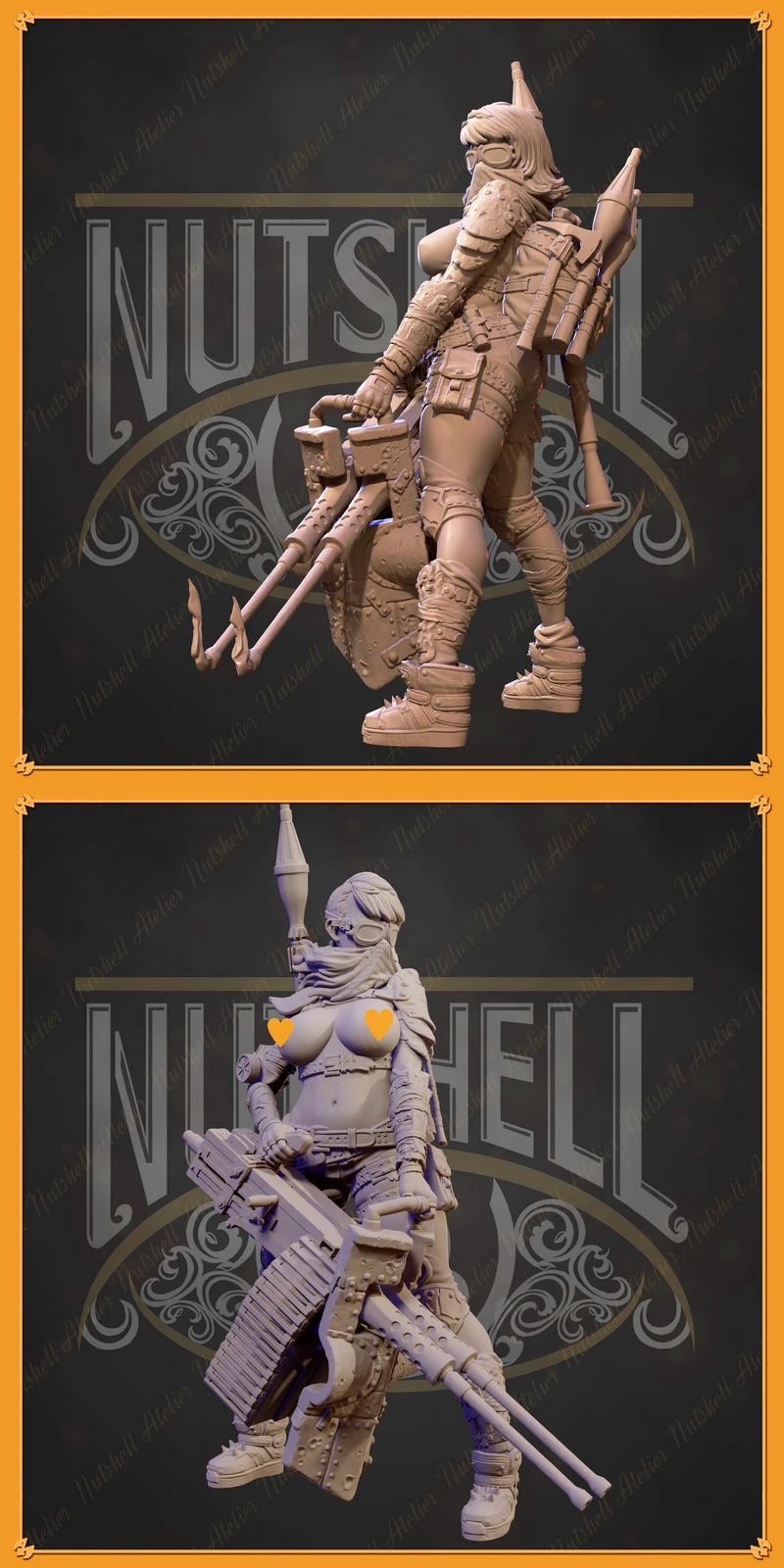 Thick Post Apocalypse girl STL model for 3D printing