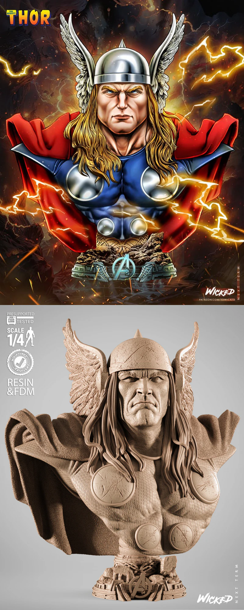 Thor Bust 3D Printable STL Model STL model for 3D printing