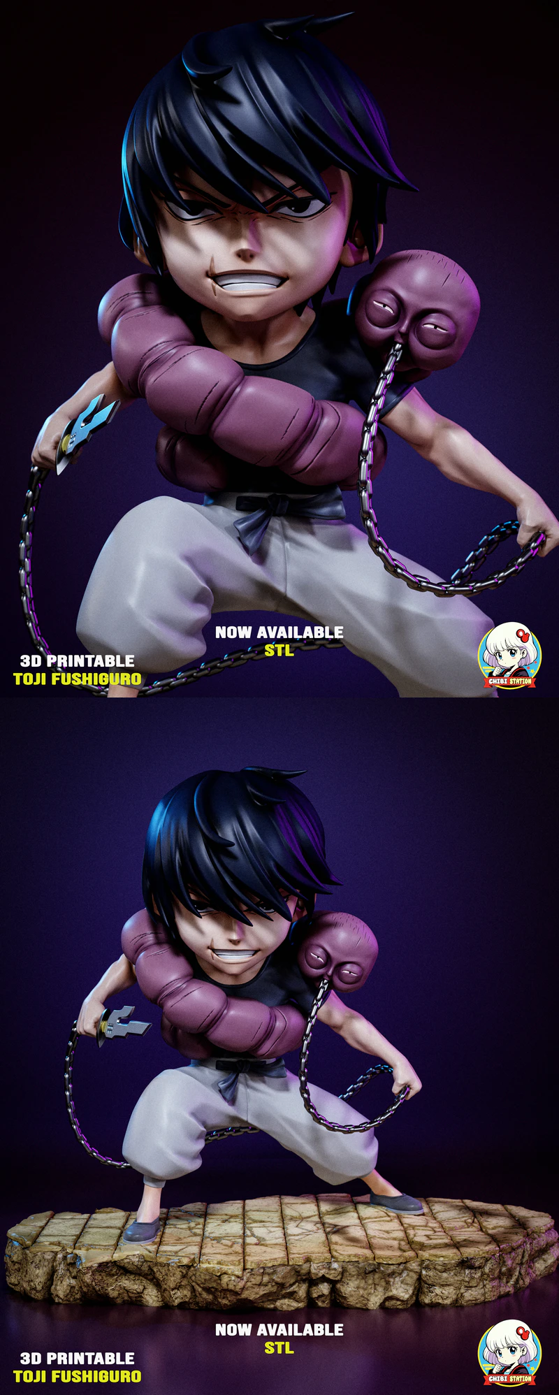 Toji Fushiguro Chibi STL 3D Printable Figure STL model for 3D printing