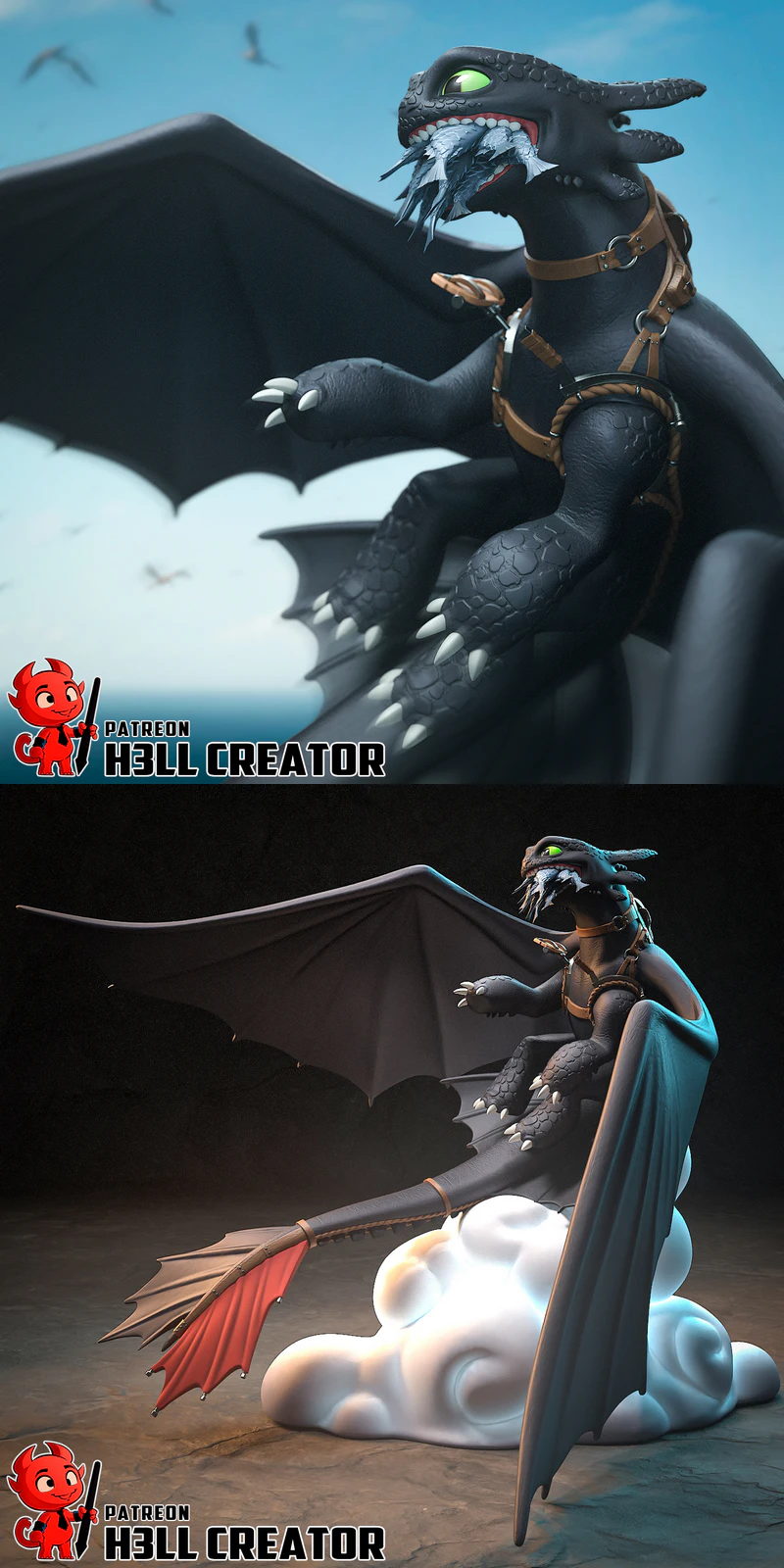 Toothless Dragon STL File for 3D Printing STL model for 3D printing