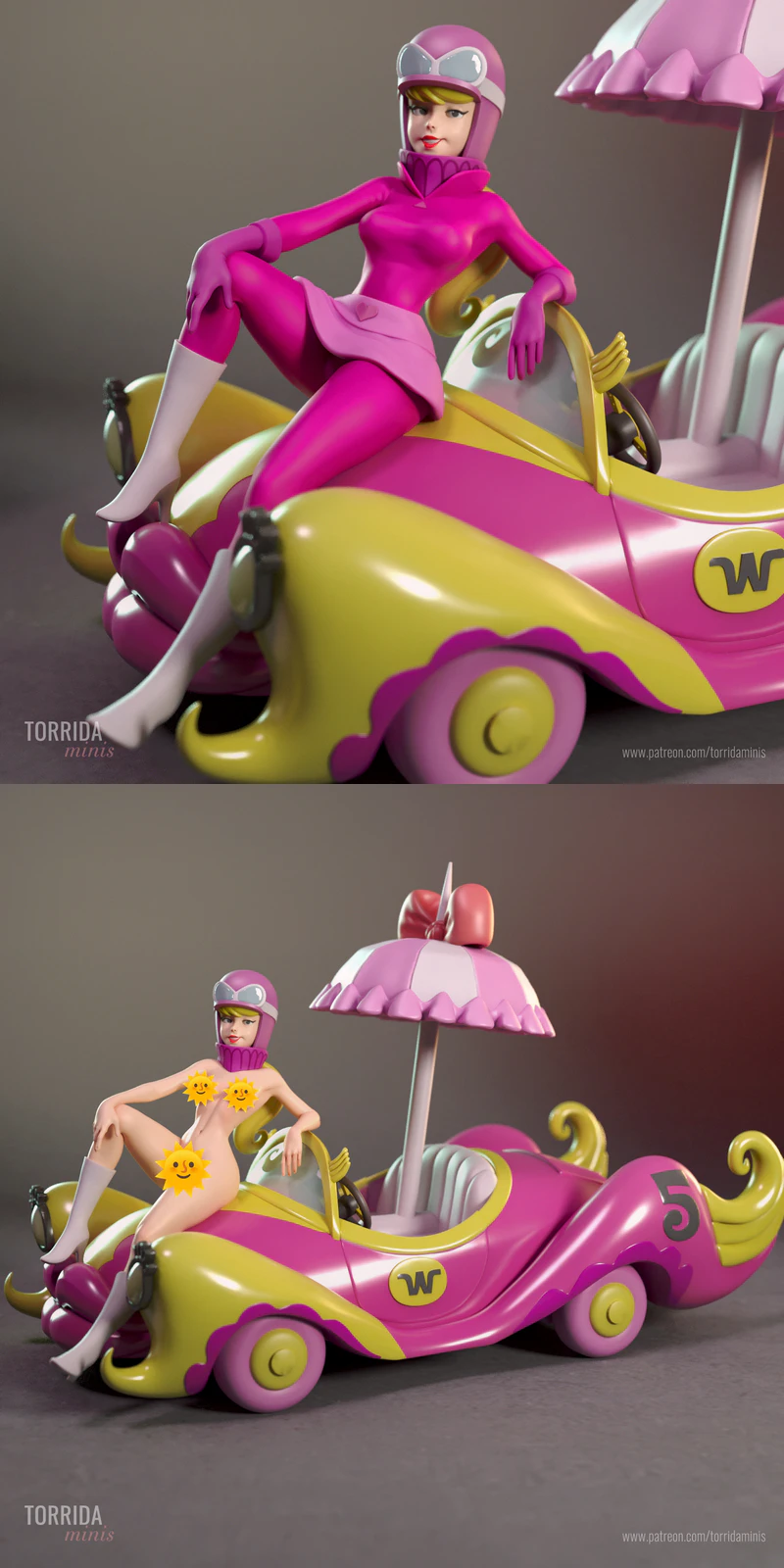 Penelope Pitstop Wacky Races STL 3D Printable Miniature STL model for 3D printing