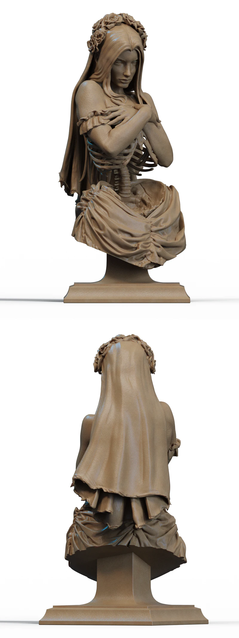 Undead Bride STL 3D Printable Bust STL model for 3D printing