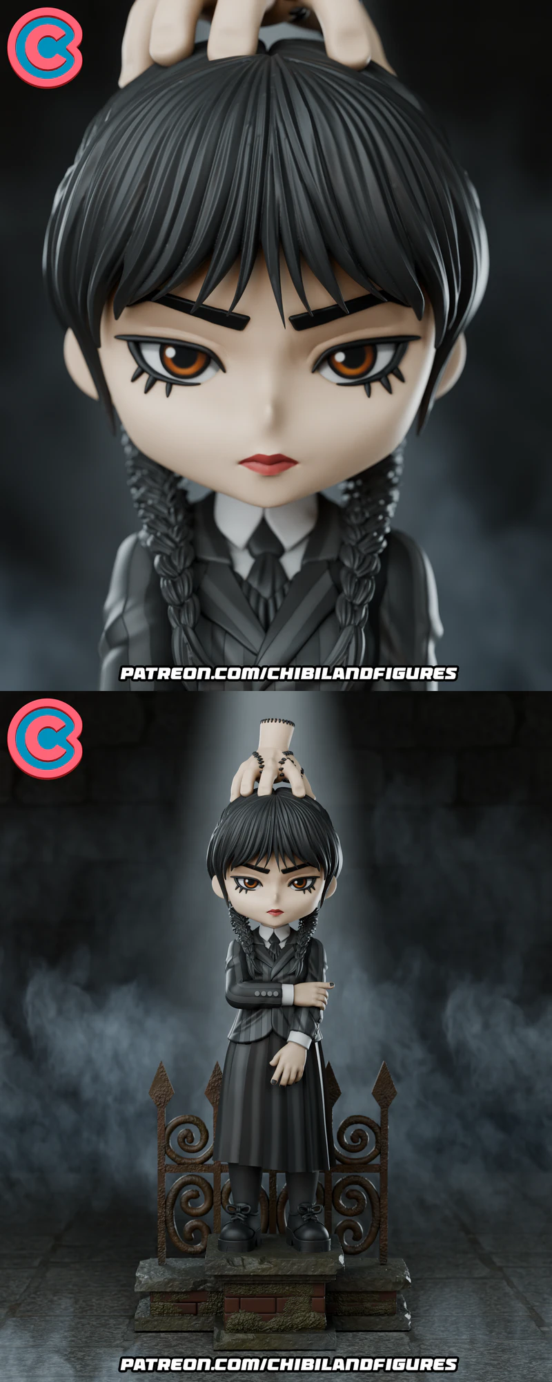 Wednesday Chibi STL model for 3D printing