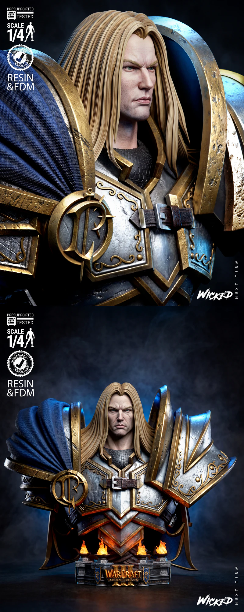 Arthas Paladin Portrait Bust – Warcraft III – Reign of Chaos STL model for 3D printing