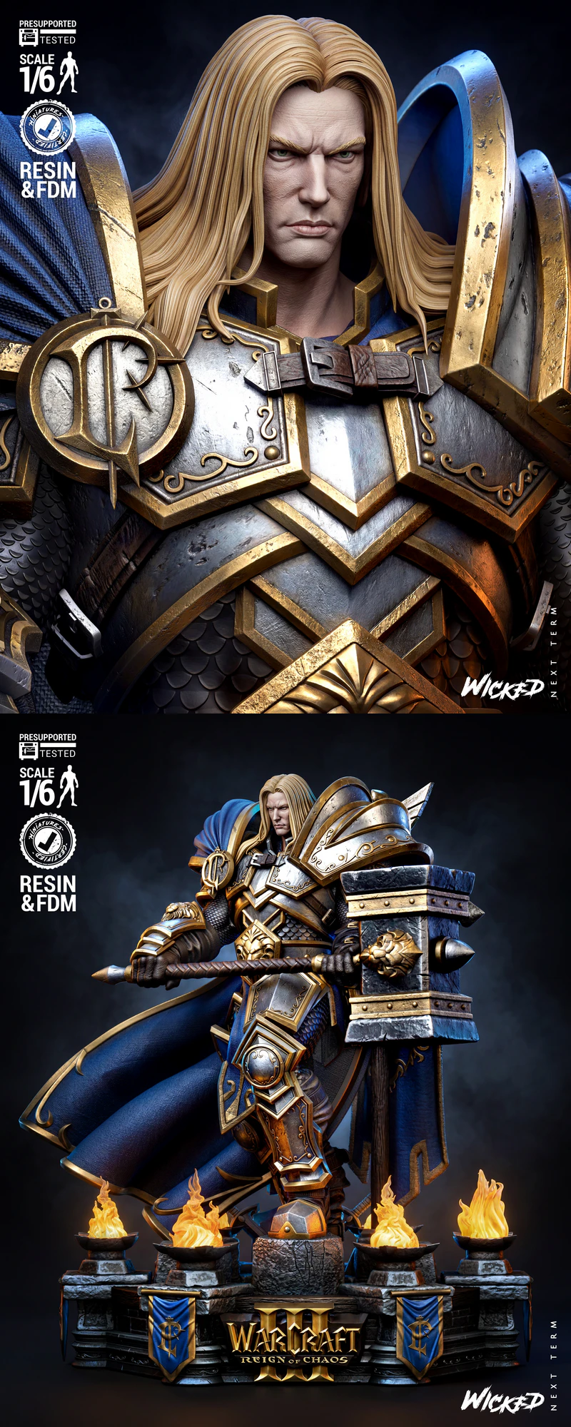 Arthas Paladin Sculpture STL model for 3D printing