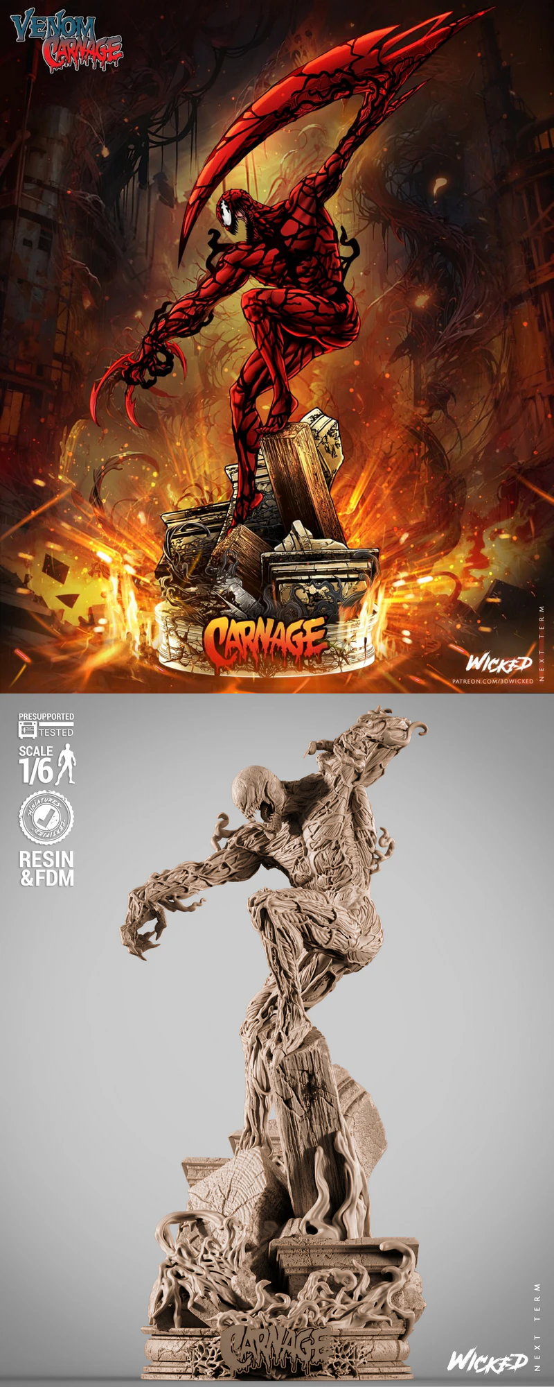 Carnage 3D Printable Sculpture STL File for Resin Printer STL model for 3D printing